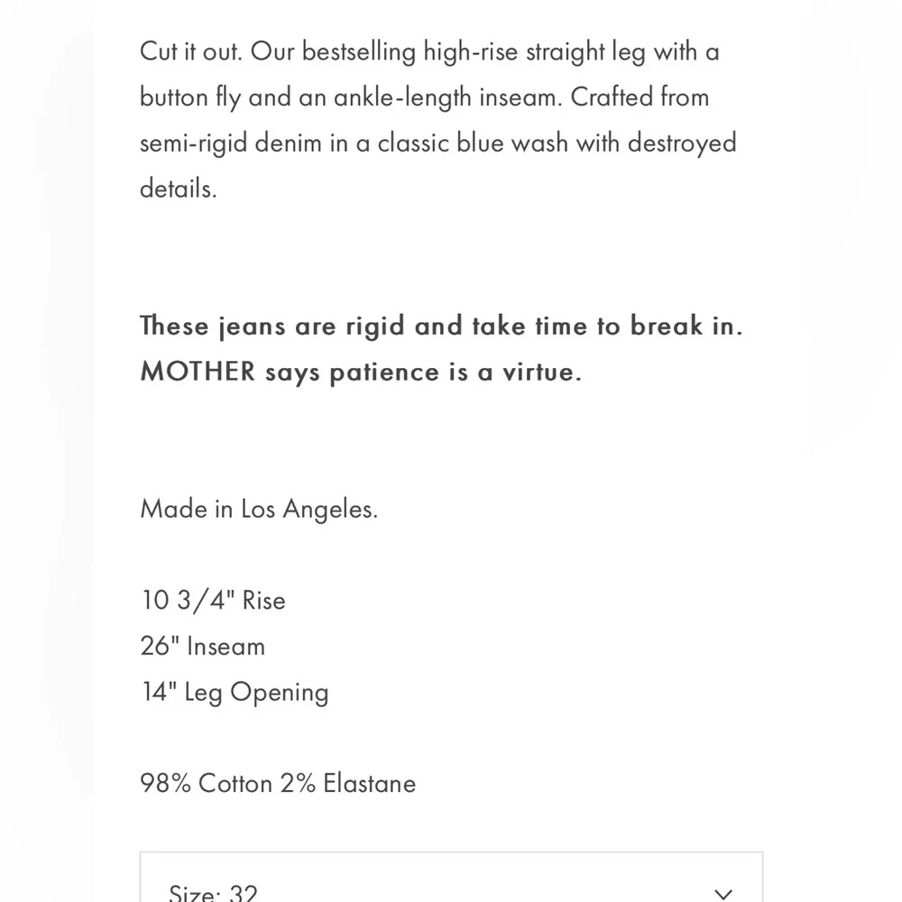 MOTHER SUPERIOR Tomcat Jeans Playing With Scissors Cropped Straight Leg 29 - Picture 15 of 16